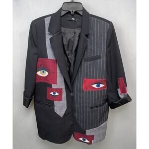 Avant Garde 80'-90's Y2K Jacket Artsy Sz 40 Emo Punk Eyes Retro Stylish Casual